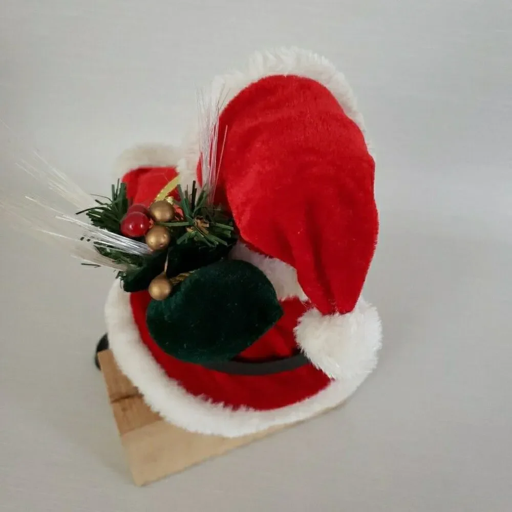 Fiber Optic Santa Claus Shelf Mantle Sitter Red Suit St Nick Battery Operated